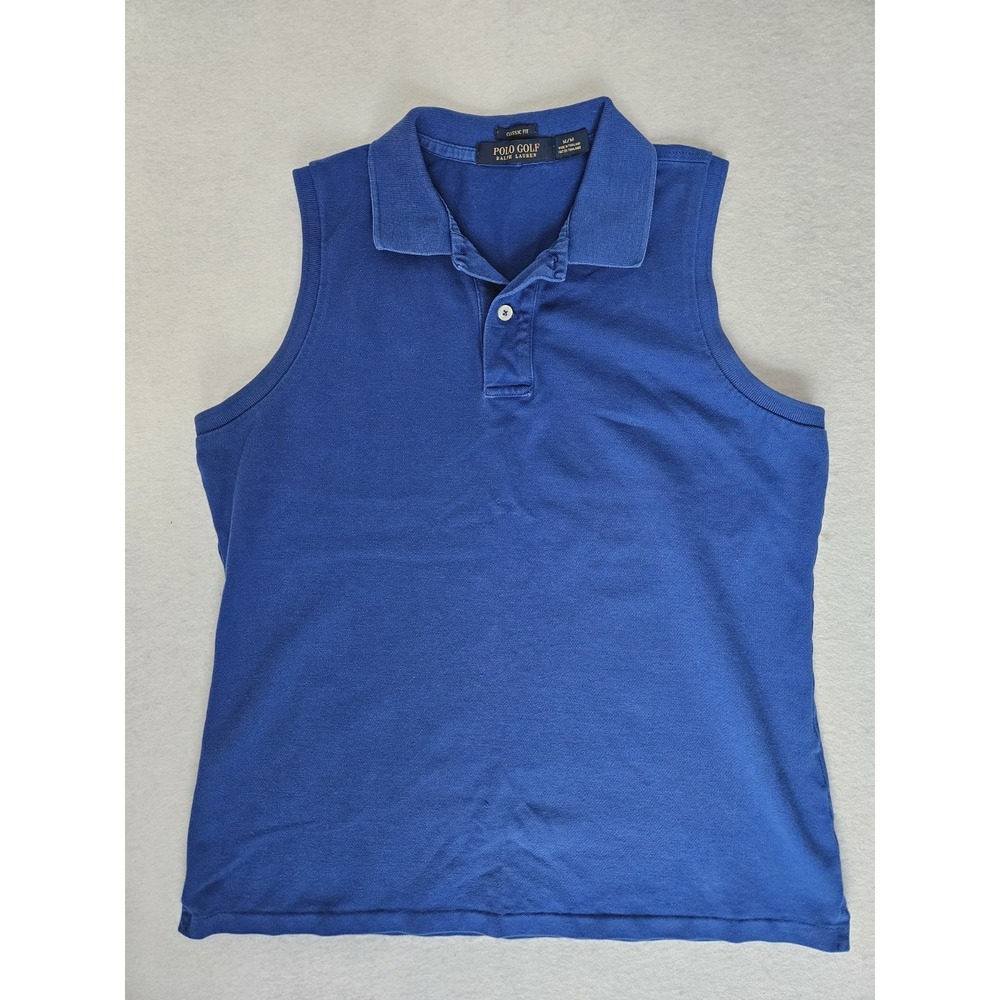 Polo Golf Ralph Lauren Women M Blue Sleeveless Polo Shirt Classic Fit Pique Sz M